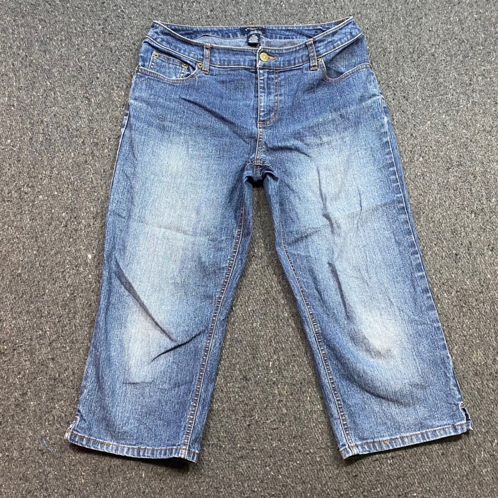 Sonoma Capri Jeans Sz 10P Womens Blue Y2K Ramie Blend Cropped Side Slit